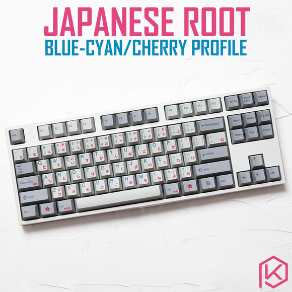 kprepublic 139 Japanese root Japan blue cyan font language Cherry profile Dye Sub Keycap PBT for gh60 xd60 xd84 tada68 87 104